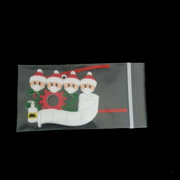 Christmas Ornament 2020 Family of 4 Quarantine Toilet Paper Sanitizer Elves Mask - Picture 5 of 5